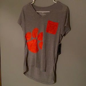 Gray and orange women’s clemson shirt. Size small
